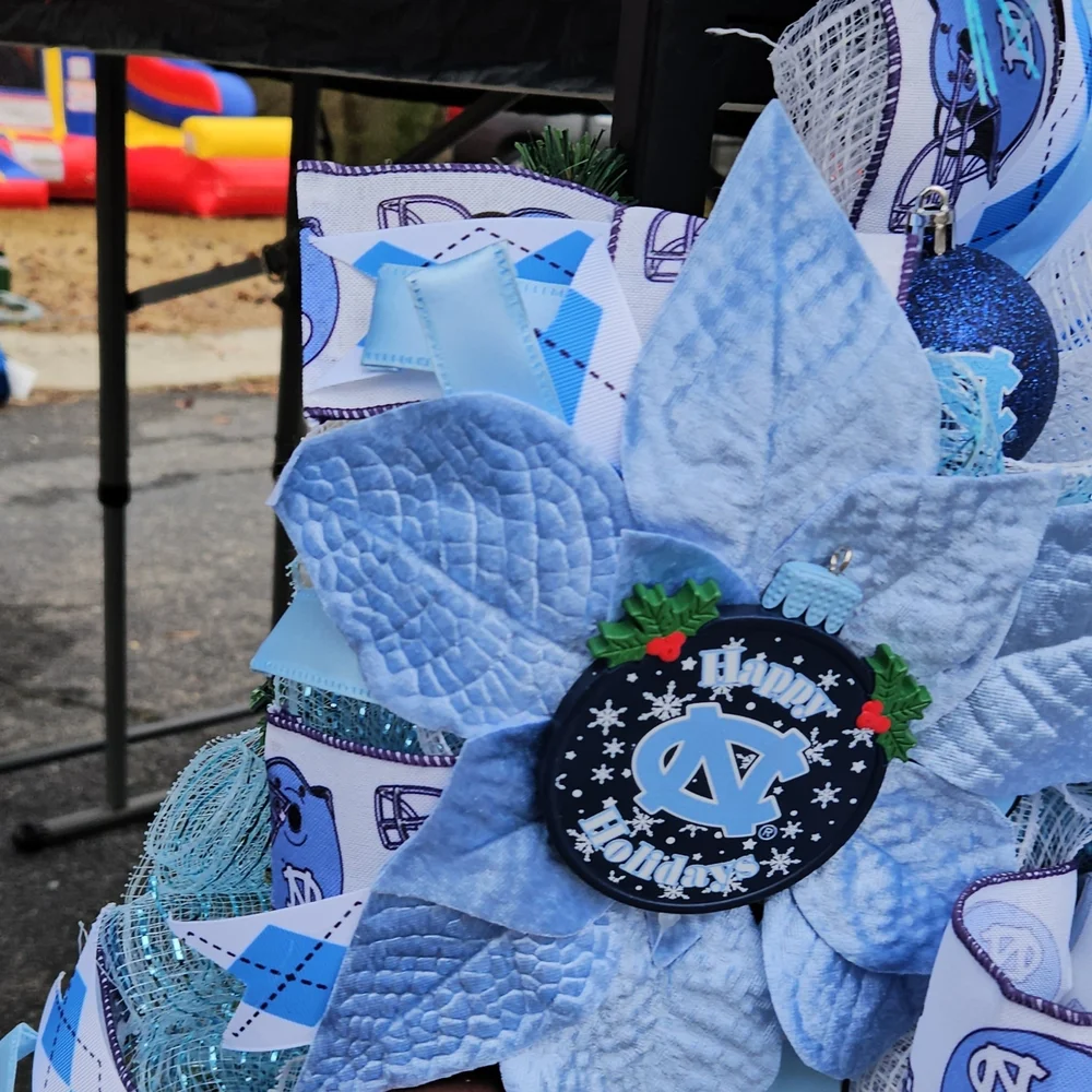 Festive Blue and White Holiday Wreath